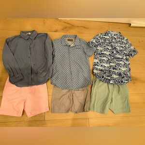 Boys size 7 dress summer clothes with shorts and button down tops